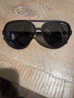Armani Exchange Matte Black Aviator Sunglasses with Dark Lenses